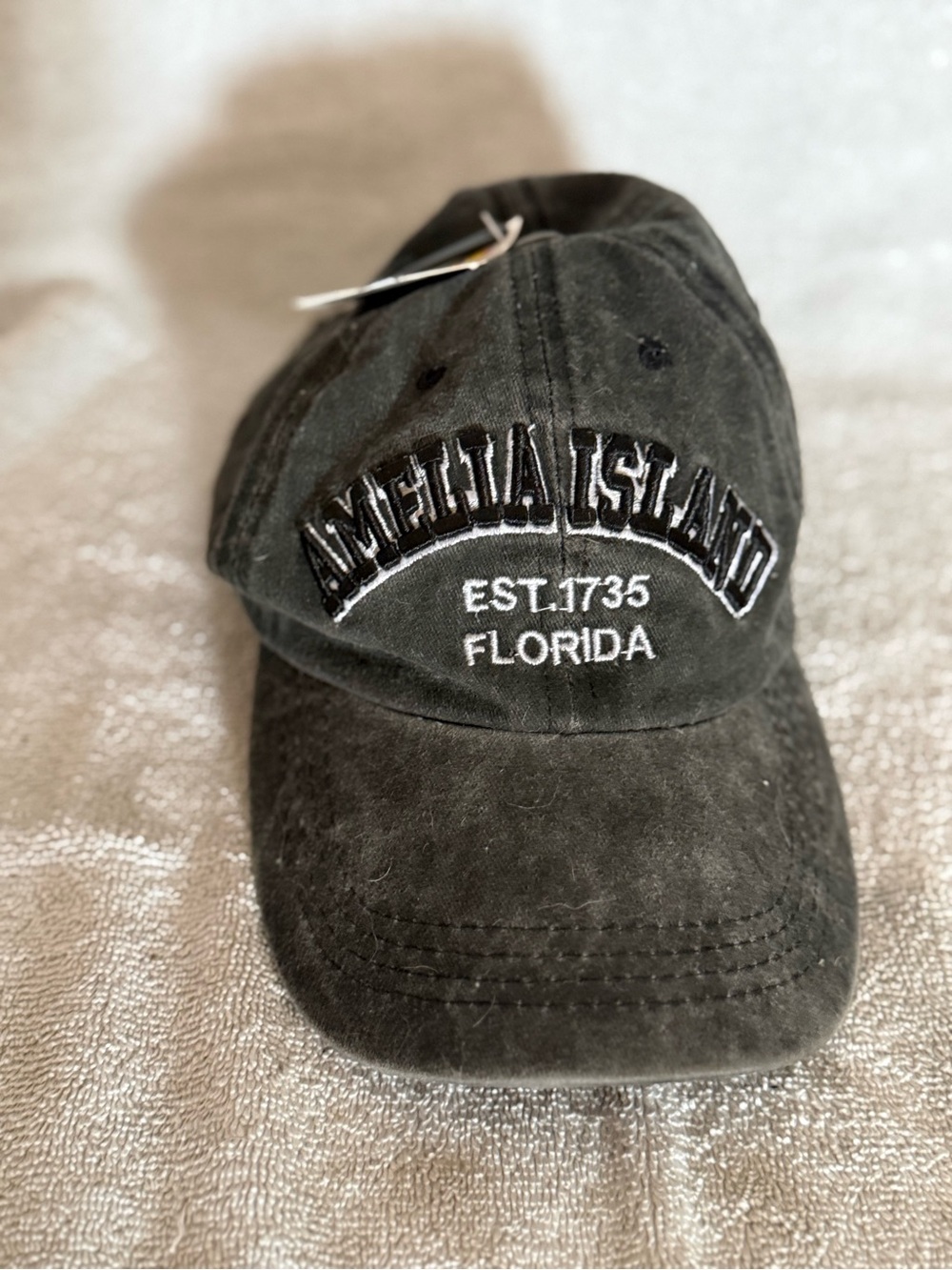 Amelia Island EST.1735 Florida Embroidered Baseball Cap - Black